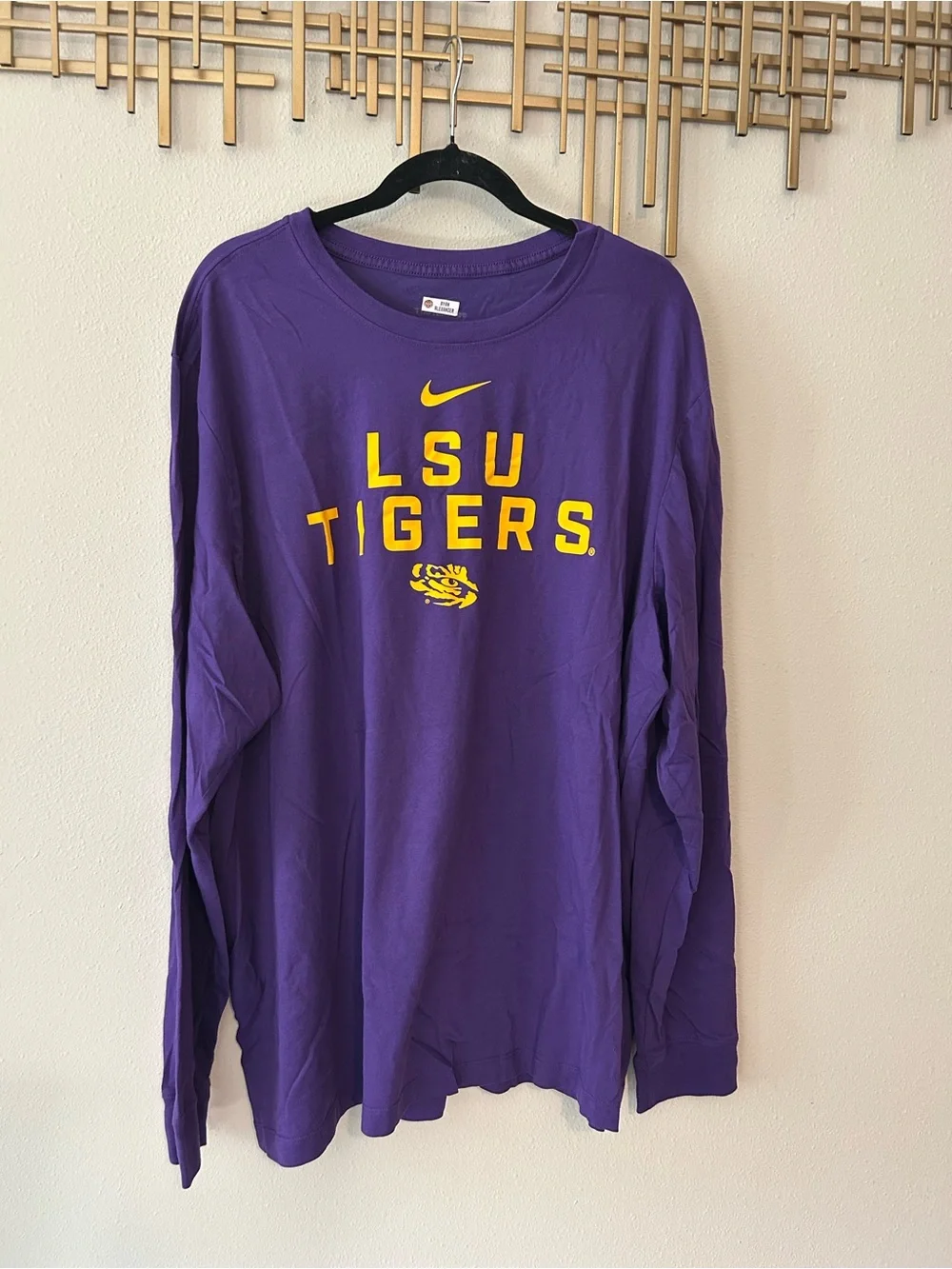 Nike Purple LSU Tigers Long Sleeve Team Tee with Yellow Logo